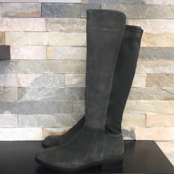 Blondo Ellie Waterproof Grey Suede Knee High Riding Boot - Picture 4 of 12